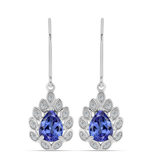 Brincos de Prata com Tanzanite AAA e Topázio Branco