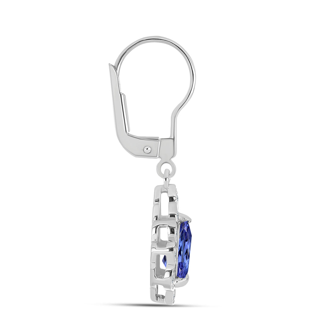 Brincos de Prata com Tanzanite AAA e Topázio Branco 2 