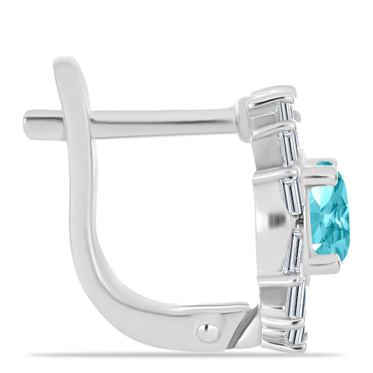 Brincos de Prata com Quartzo de Paraíba e Zircão Branco