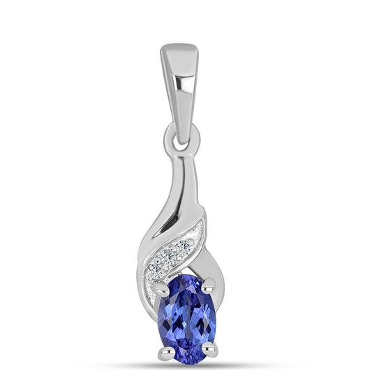 Pendente de Prata com Tanzanite AAA e Topázio Branco