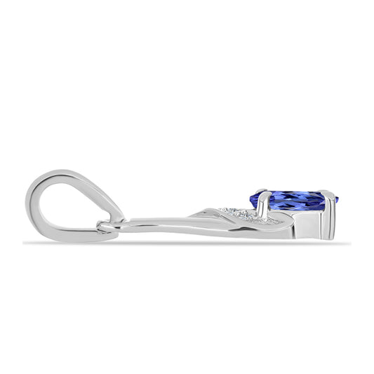 Pendente de Prata com Tanzanite AAA e Topázio Branco