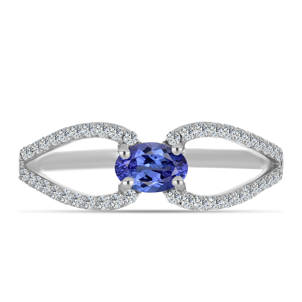 Anel de Prata com Tanzanite AAA e Topázio Branco 1 