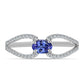 Anel de Prata com Tanzanite AAA e Topázio Branco