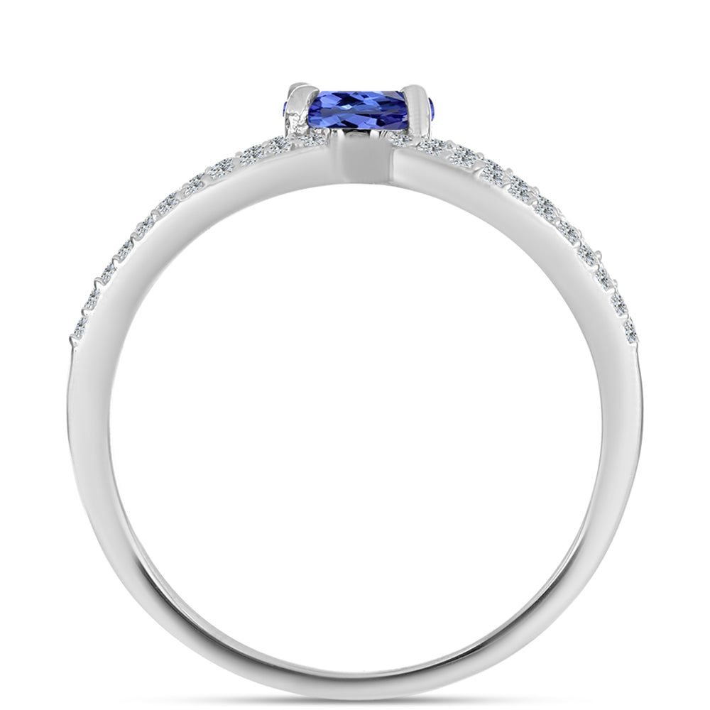 Anel de Prata com Tanzanite AAA e Topázio Branco