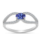 Anel de Prata com Tanzanite AAA e Topázio Branco