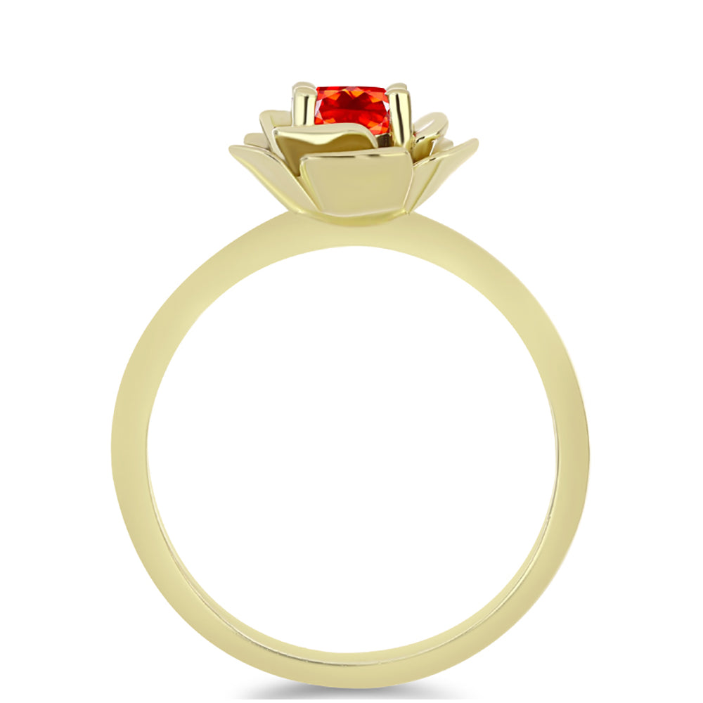 Anel de Prata com Banho de Ouro com Opala Vermelha da Etiópia de Lega Dembi