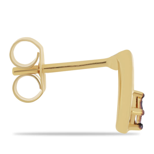 Brincos de Prata com Banho de Ouro com Diamante Vermelho