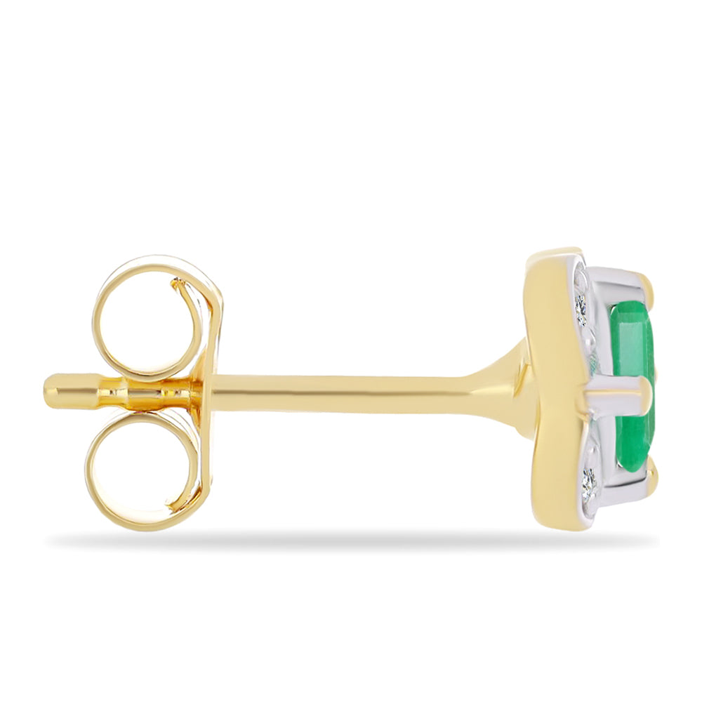 Brincos de Prata com Banho de Ouro com Esmeralda do Brasil e Zircão Branco 2 