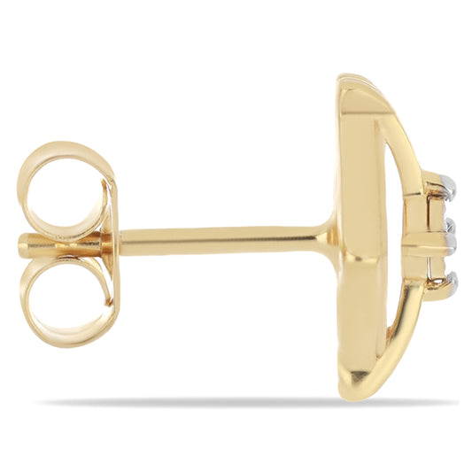 Brincos de Prata com Banho de Ouro com Diamante Branco