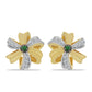 Brincos de Prata com Banho de Ouro com Diamante Verde e Zircão Branco