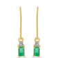 Brincos de Prata com Banho de Ouro com Esmeralda do Brasil e Zircão Branco