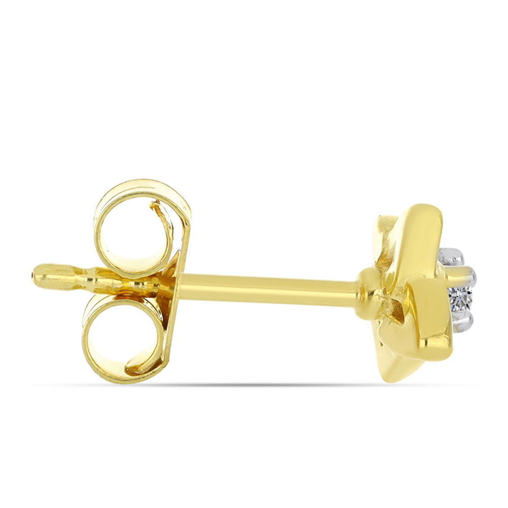 Brincos de Prata com Banho de Ouro com Diamante Branco 2 