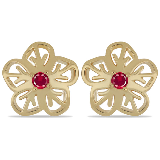 Brincos de Prata com Banho de Ouro com Rubelita das Minas do Cruzeiro