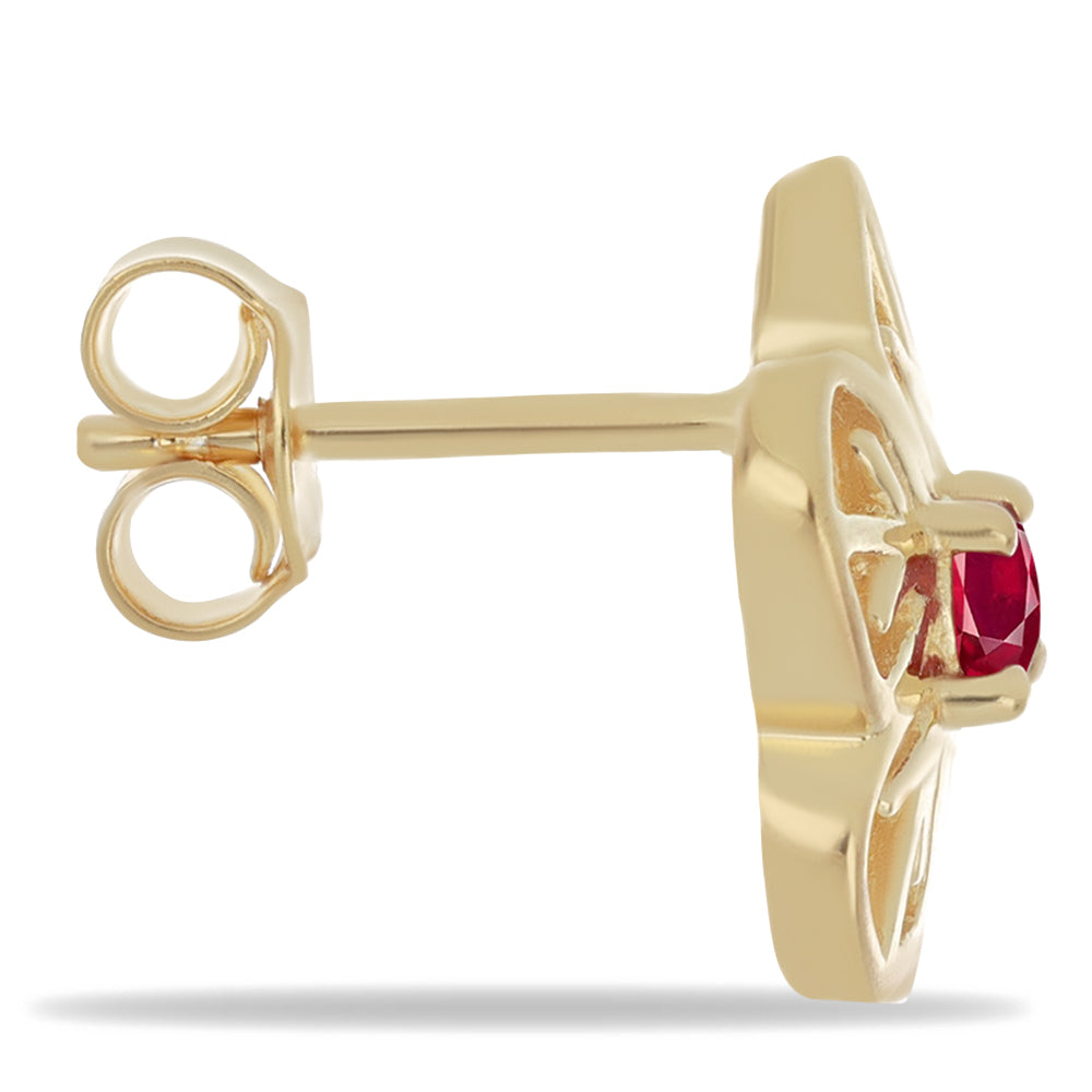 Brincos de Prata com Banho de Ouro com Rubelita das Minas do Cruzeiro