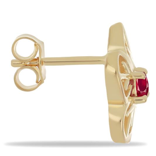 Brincos de Prata com Banho de Ouro com Rubelita das Minas do Cruzeiro