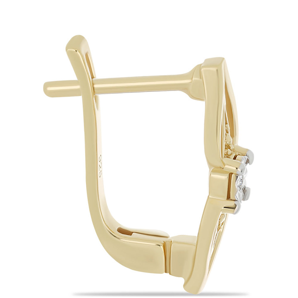 Brincos de Prata com Banho de Ouro com Diamante Branco 2 