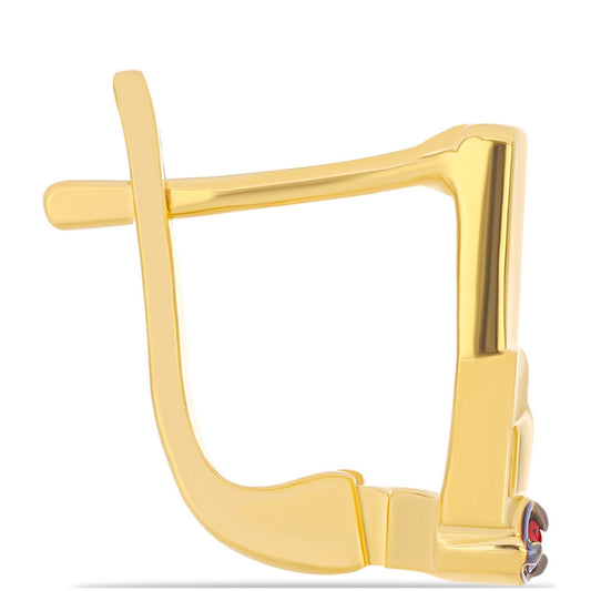 Brincos de Prata com Banho de Ouro com Diamante Vermelho