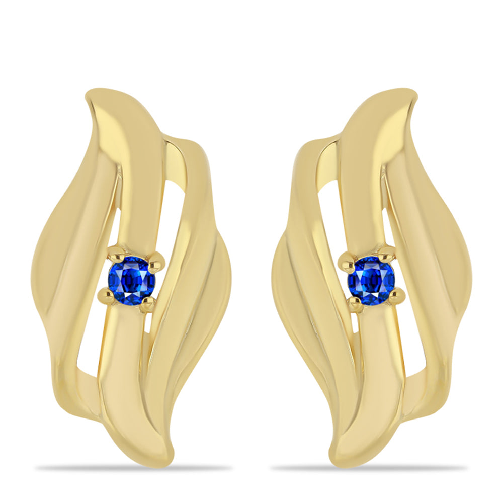 Brincos de Prata com Banho de Ouro com Safira Azul Australiana 1 