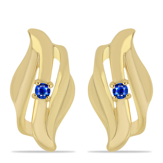 Brincos de Prata com Banho de Ouro com Safira Azul Australiana