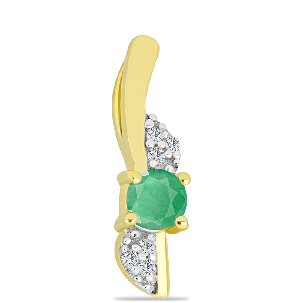 Pendente de Prata com Banho de Ouro com Esmeralda do Brasil e Zircão Branco Natural 1 
