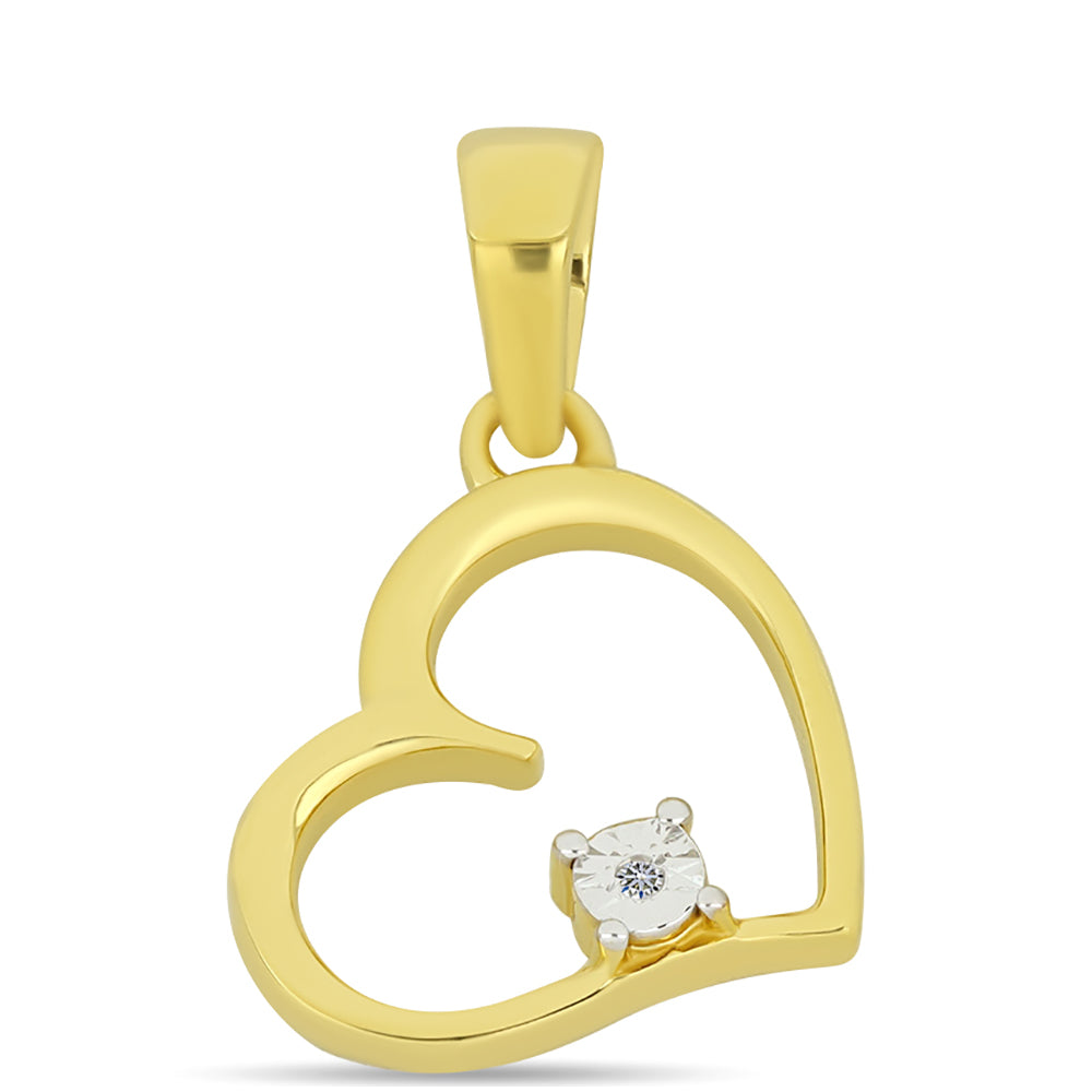 Pendente de Prata com Banho de Ouro com Diamante Branco 1 