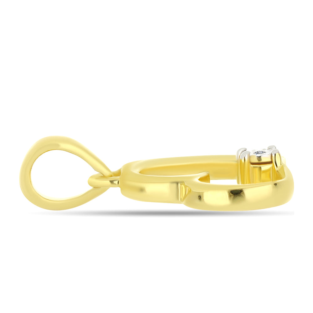 Pendente de Prata com Banho de Ouro com Diamante Branco