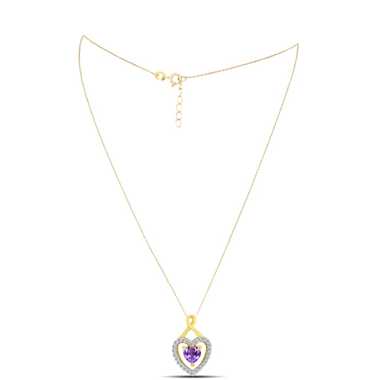 Colar de Prata com Banho de Ouro com Ametista de Marrocos e Zircão Branco