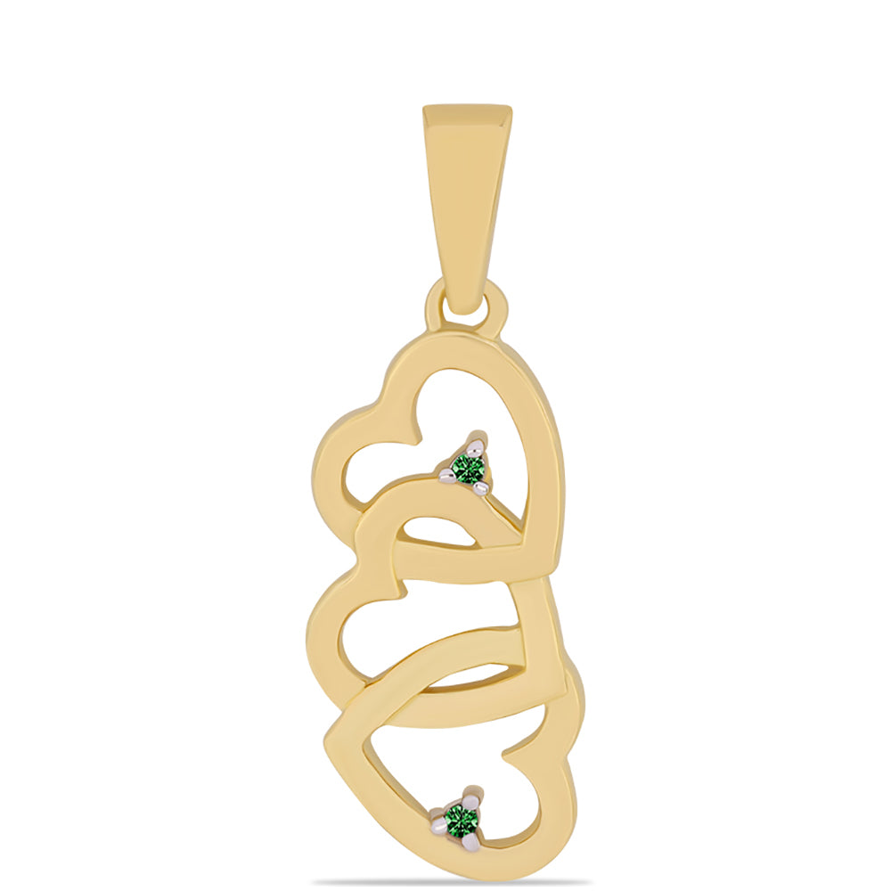 Pendente de Prata com Banho de Ouro com Diamante Verde