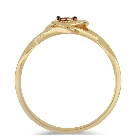 Anel de Prata com Banho de Ouro com Diamante Azul