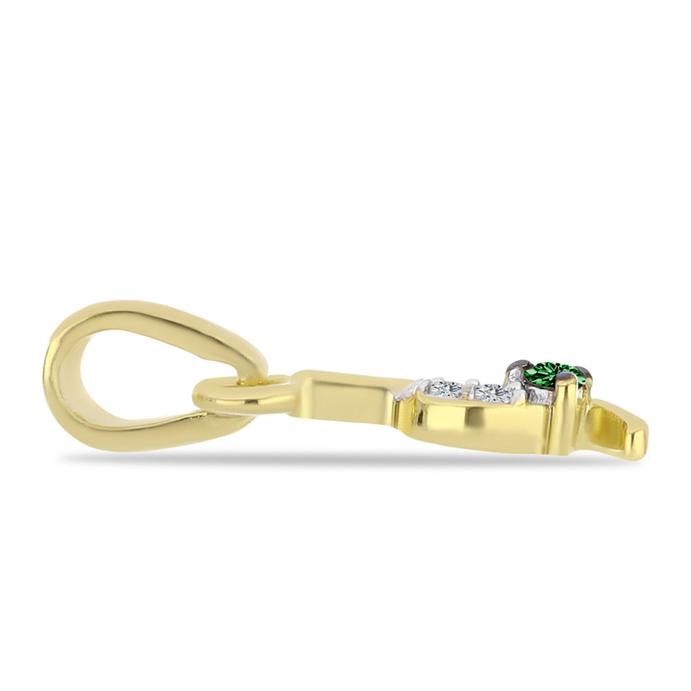 Pendente de Prata com Banho de Ouro com Diamante Verde e Zircão Branco