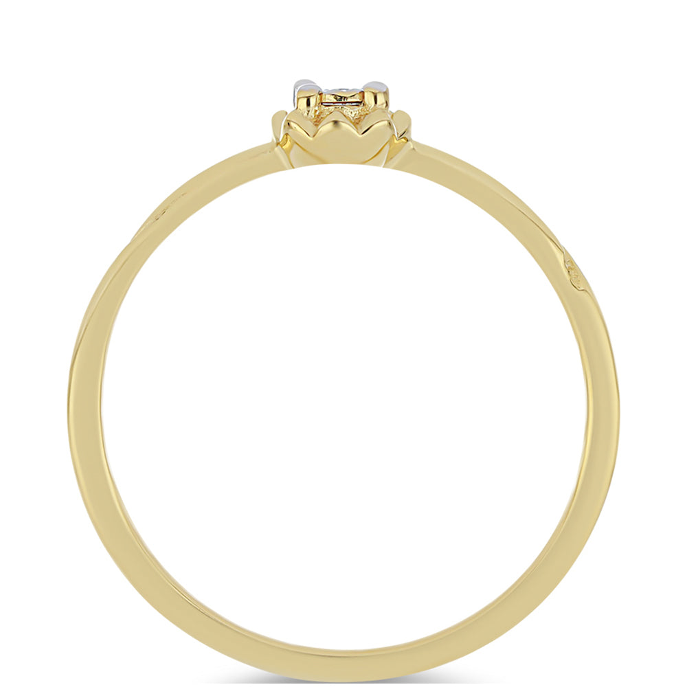 Anel de Prata com Banho de Ouro com Diamante Branco