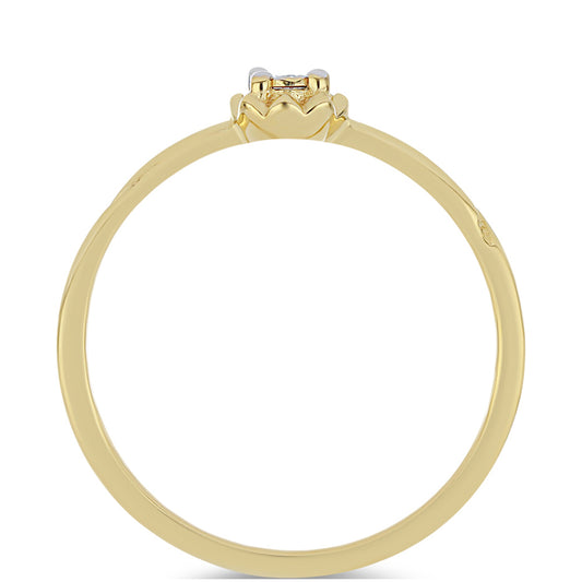 Anel de Prata com Banho de Ouro com Diamante Branco