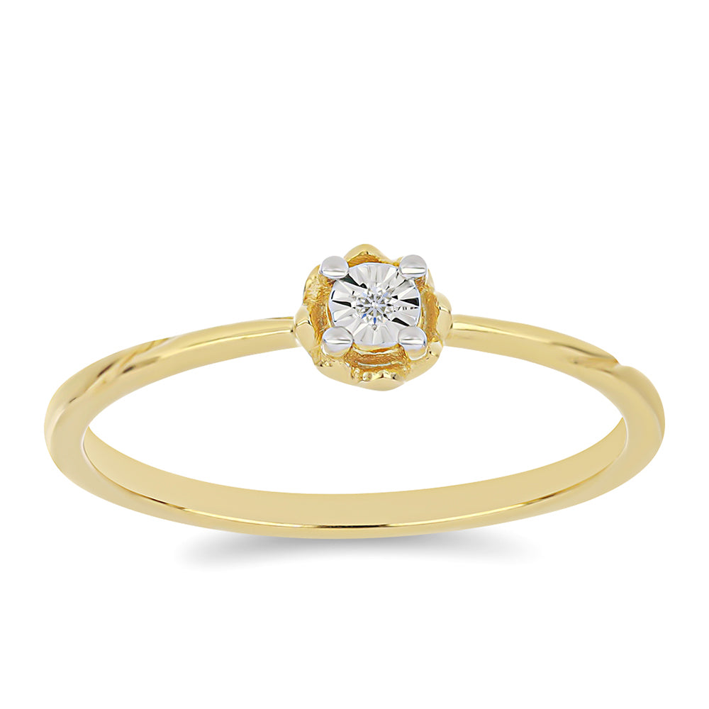 Anel de Prata com Banho de Ouro com Diamante Branco 3 