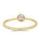 Anel de Prata com Banho de Ouro com Diamante Branco