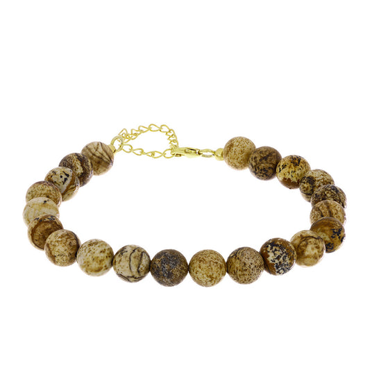 Pulseira de Prata com Banho de Ouro com Jaspe