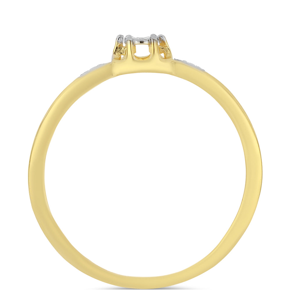 Anel de Prata com Banho de Ouro com Diamante Branco 2 