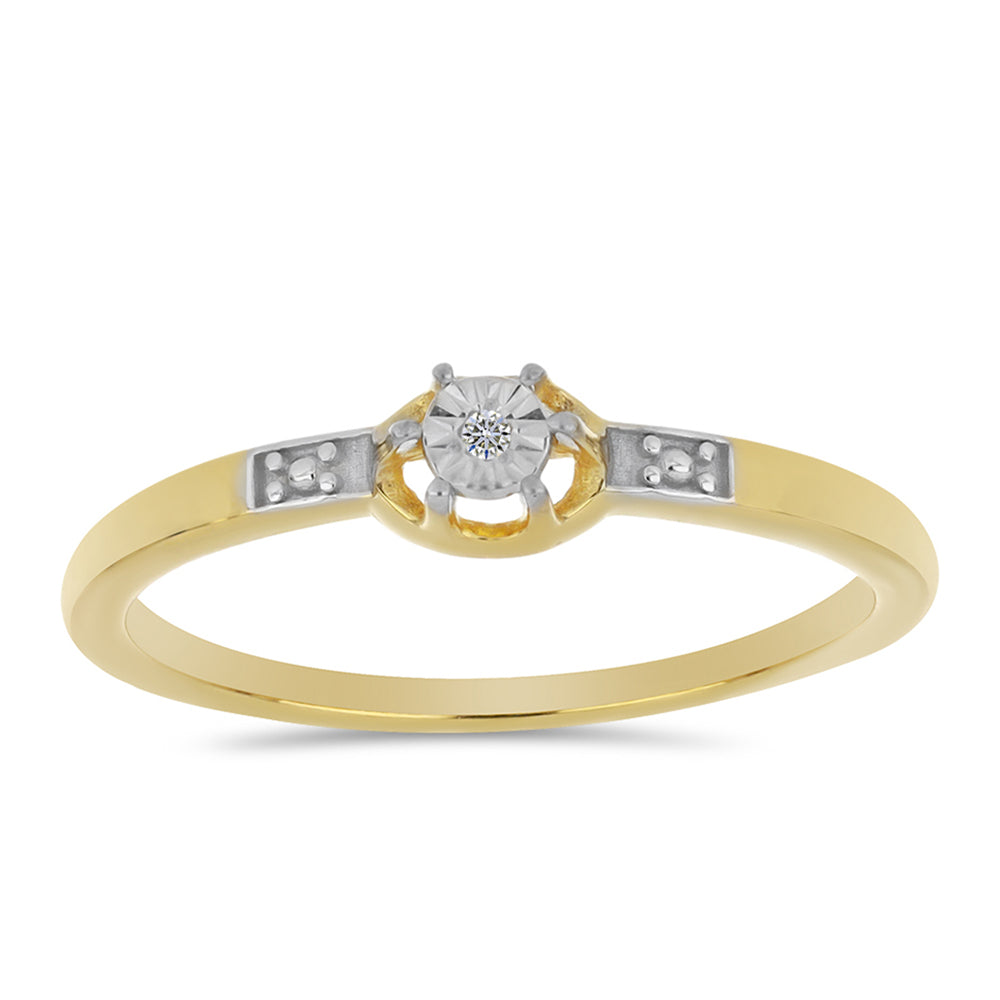 Anel de Prata com Banho de Ouro com Diamante Branco 3 