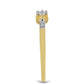 Anel de Prata com Banho de Ouro com Diamante Branco