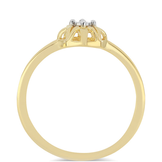 Anel de Prata com Banho de Ouro com Diamante Branco