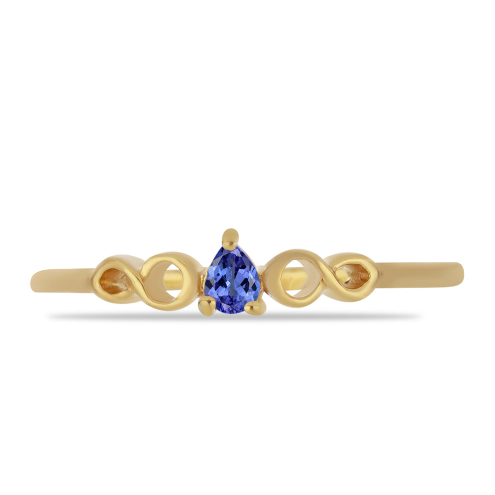 Anel de Prata com Banho de Ouro com Tanzanite 1 