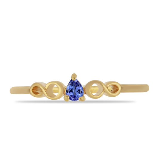 Anel de Prata com Banho de Ouro com Tanzanite