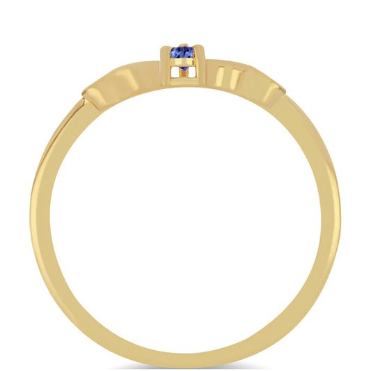 Anel de Prata com Banho de Ouro com Tanzanite