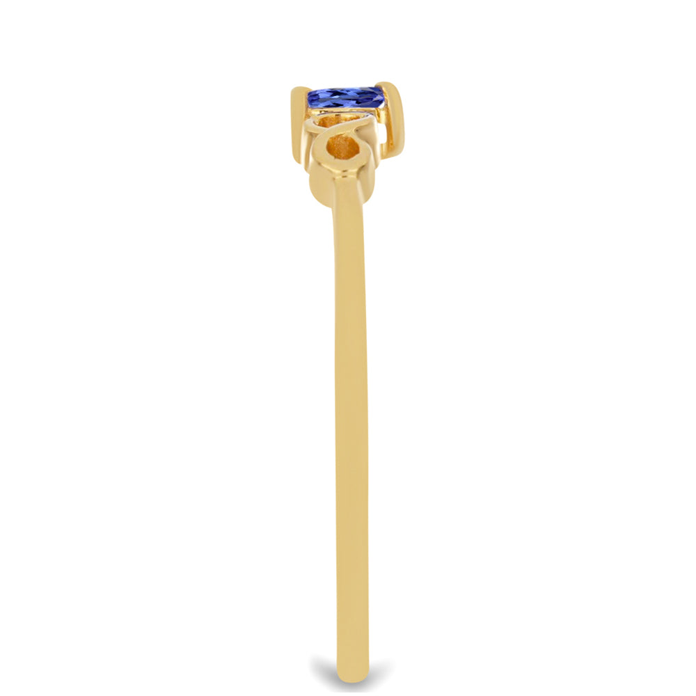 Anel de Prata com Banho de Ouro com Tanzanite