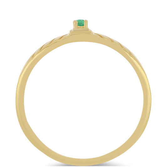 Anel de Prata com Banho de Ouro com Esmeralda do Brasil