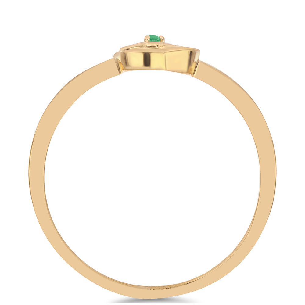 Anel de Prata com Banho de Ouro com Esmeralda do Brasil