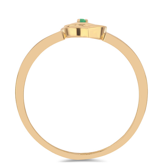 Anel de Prata com Banho de Ouro com Esmeralda do Brasil