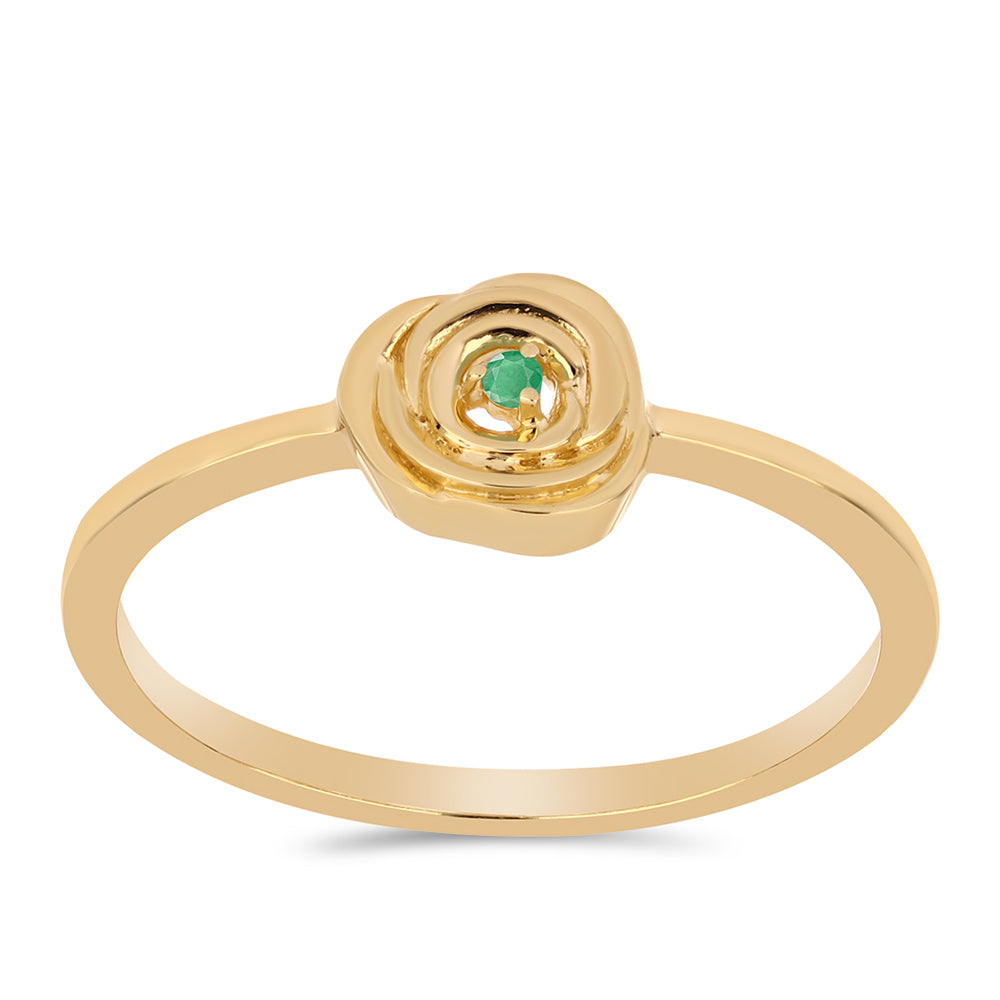 Anel de Prata com Banho de Ouro com Esmeralda do Brasil 3 