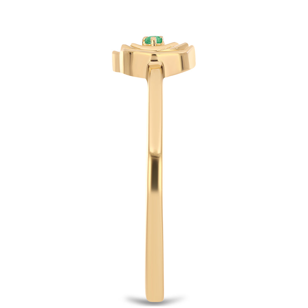 Anel de Prata com Banho de Ouro com Esmeralda do Brasil 4 