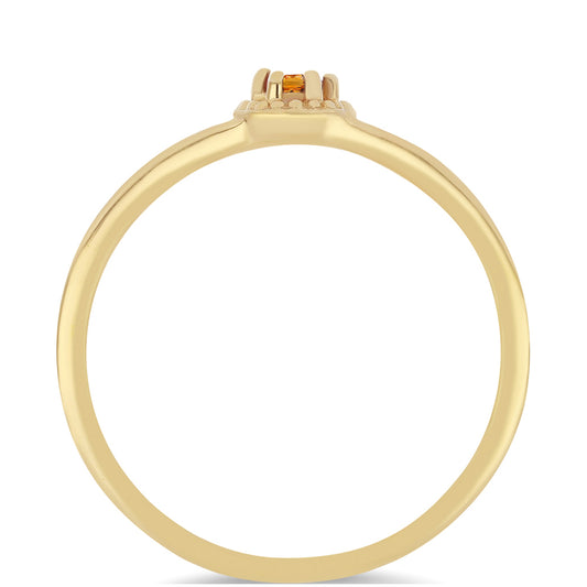 Anel de Prata com Banho de Ouro com Citrino Madeira