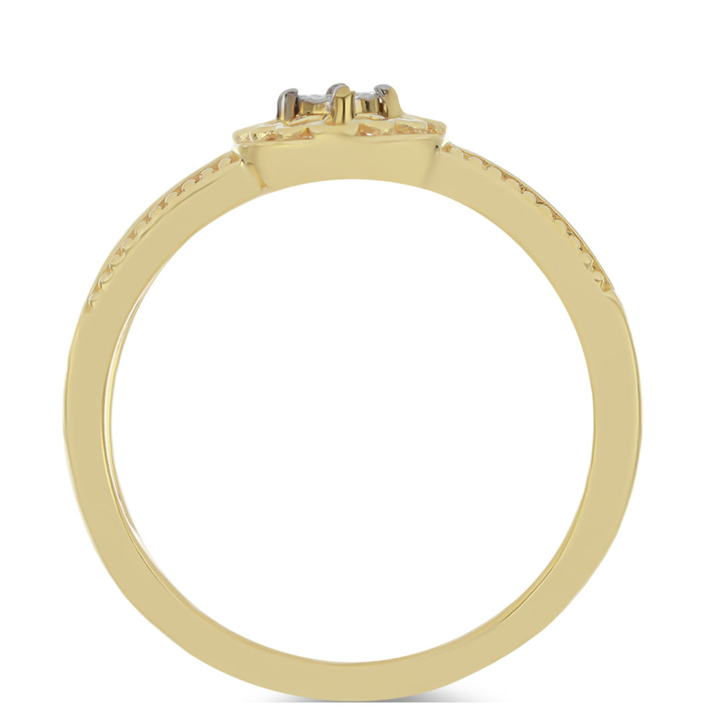 Anel de Prata com Banho de Ouro com Diamante Branco